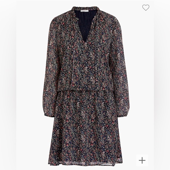 Flirty Floral Dress, Navy with Pink, Women's Size 2 (XS) J. Crew Mercantile - Picture 1 of 12